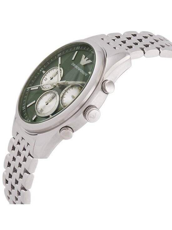 NWT Emporio Armani Chronograph Quartz Diamond Green Dial Men\'s Watch